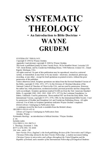 Systematic theology: An Introduction to Bible Doctrine