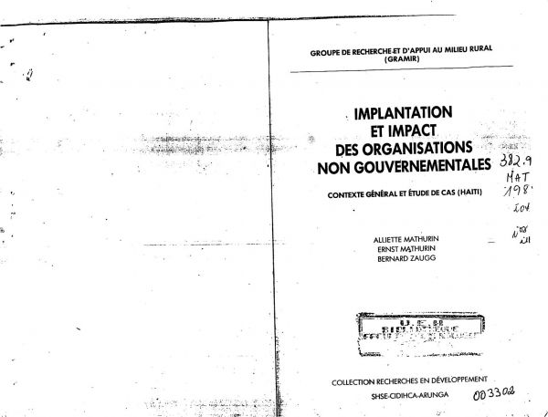 Implantation et impact des organisations non gouvernementales : contexte générale et étude de cas (Haïti)