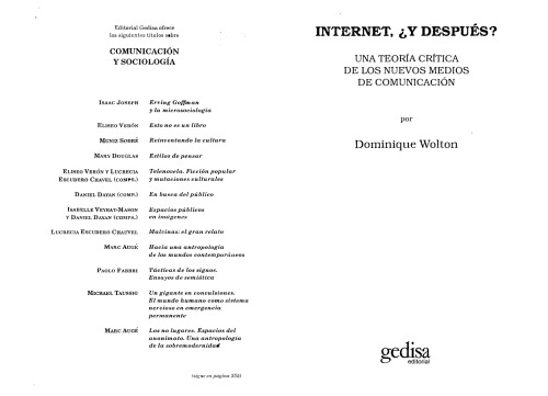 Internet y Despues? = Internet and Beyond