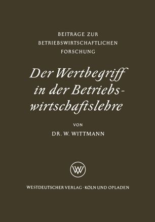 Der Wertbegriff in der Betriebswirtschaftslehre