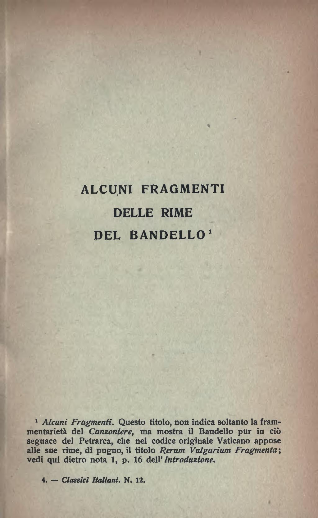 Alcuni fragmenti de le rime di Matteo Bandello