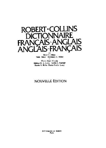 Collins-Robert French-English, English-French Dictionary