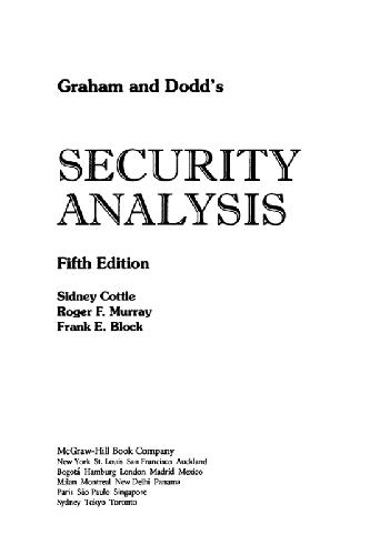 Graham and Dodd's Security Analysis