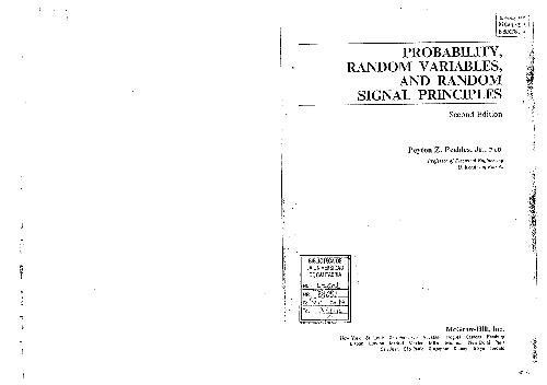 Solutions Manual to Accompany Probability, Random Variables, and Random Signal Principles