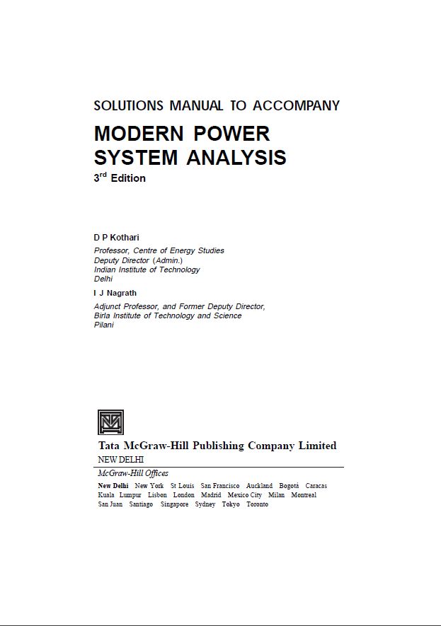 Modern Power System Analysis