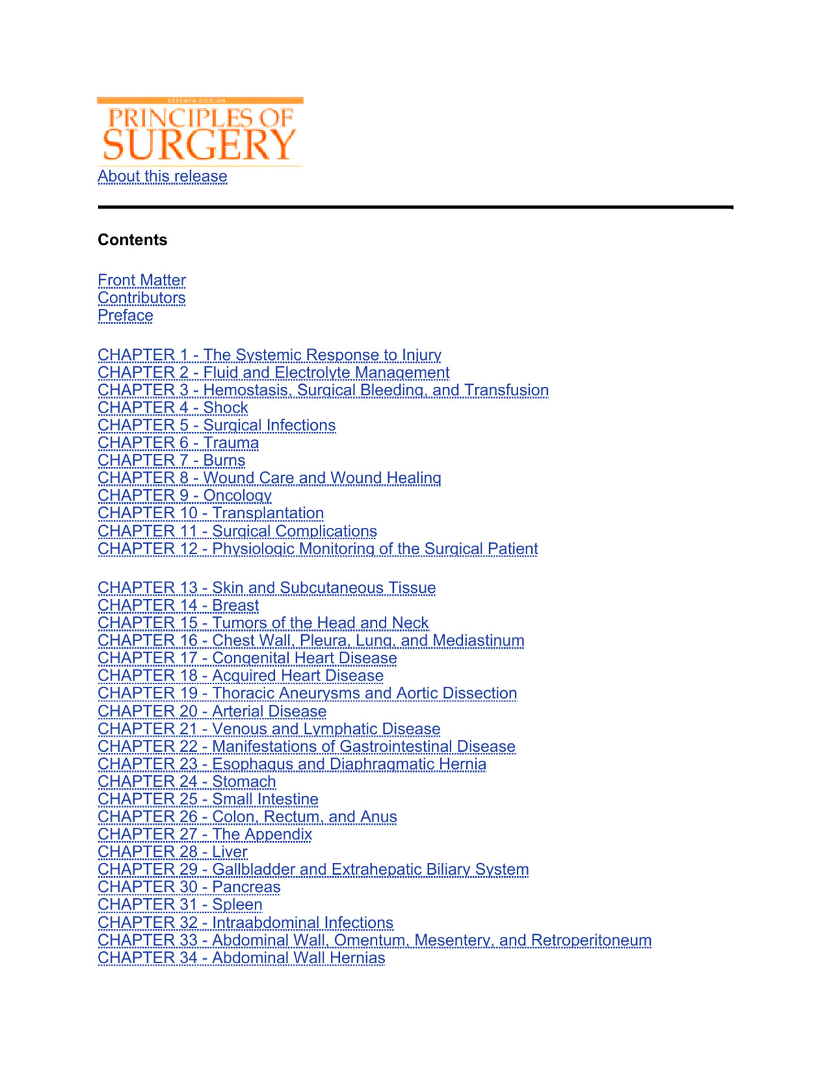 Principles of Surgery, Single Volume