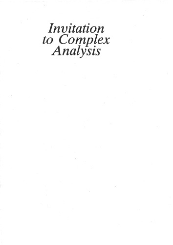 Invitation to Complex Analysis