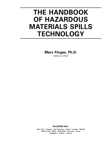 Handbook of Hazardous Materials Spills Technology