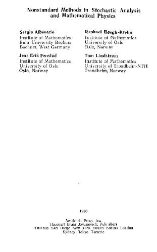 Nonstandard Methods in Stochastic Analysis and Mathematical Physics