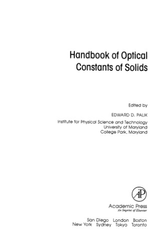 Handbook of Optical Constants of Solids, Author and Subject Indices for Volumes I, II, and III