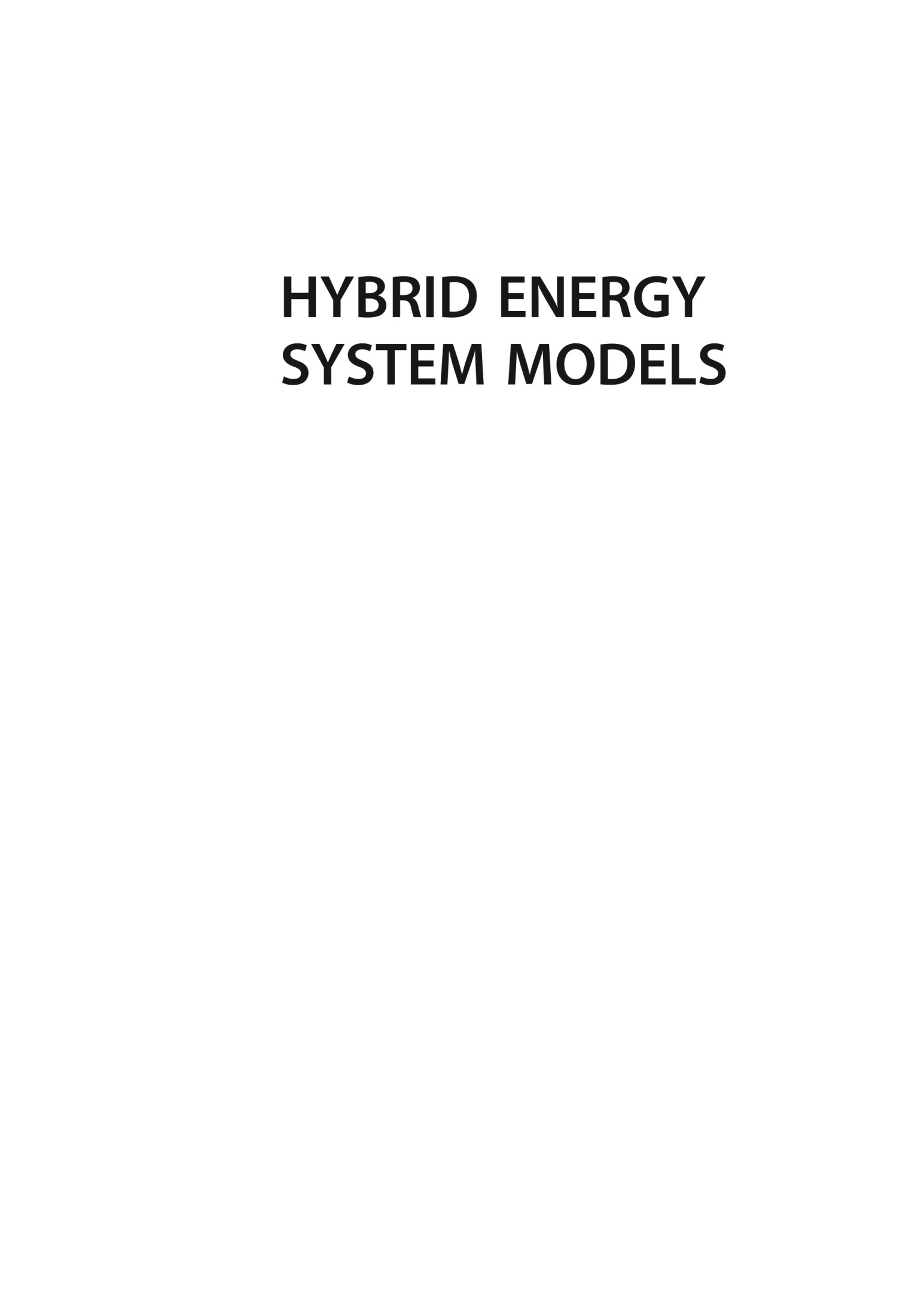 Hybrid Energy System Models