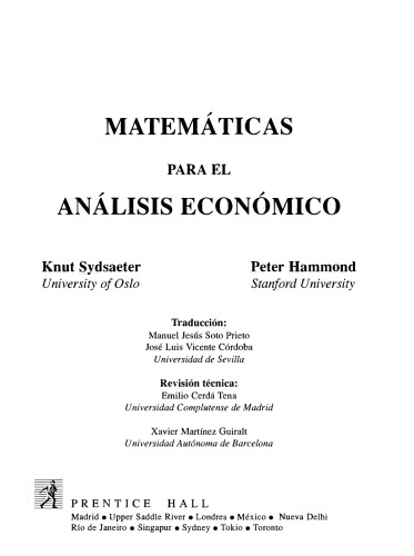 Matematicas Para El Analisis Economico