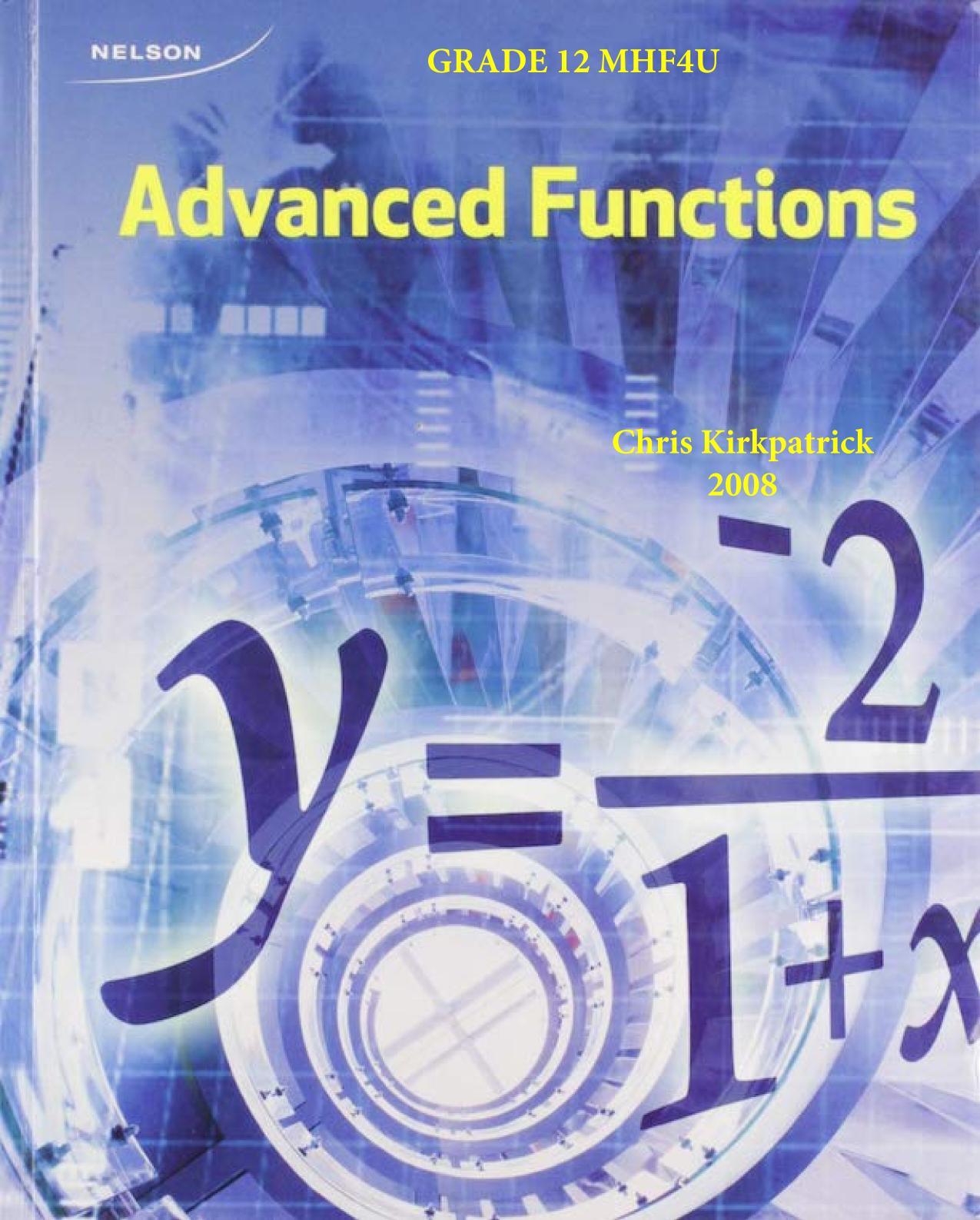 Advanced Functions 12 Student Text + Online PDF Files