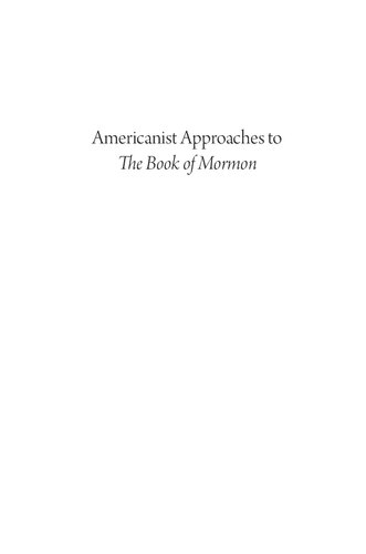 Americanist Approaches to the Book of Mormon