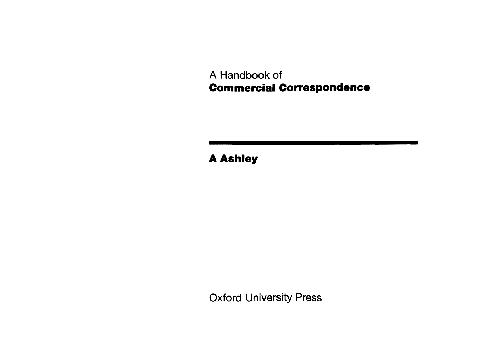 Oxford Handbook of Commercial Correspondence, New Edition