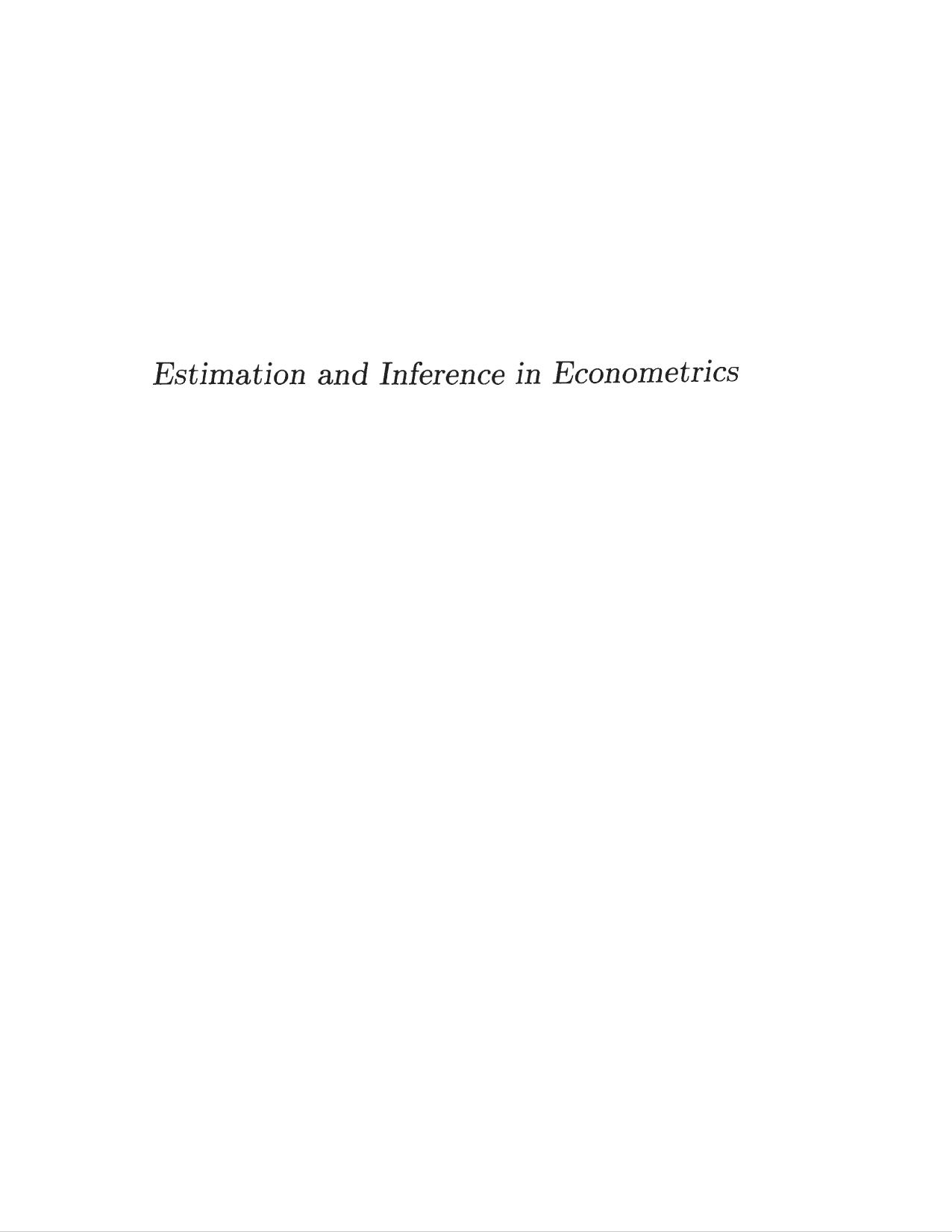 Estimation and Inference in Econometrics