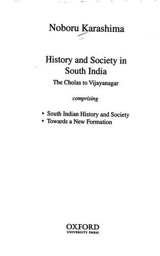 History And Society In South India