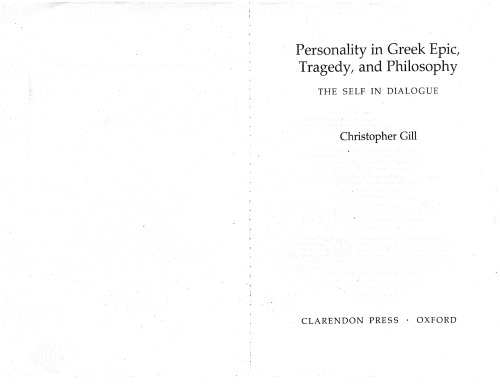 Personality in Greek Epic, Tragedy, and Philosophy