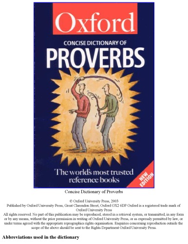 The Oxford concise dictionary of proverbs