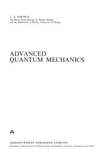 Advanced Quantum Mechanics