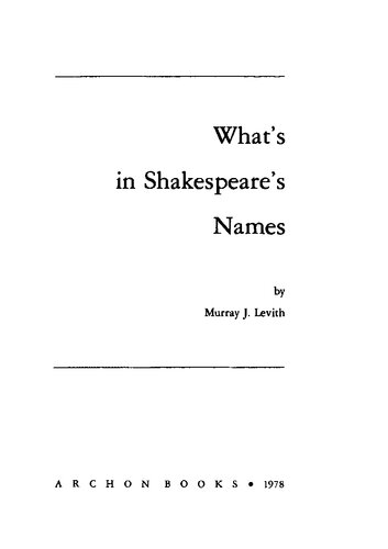 What's in Shakespeare's Names