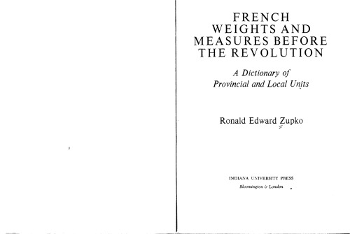 French Weights And Measures Before The Revolution