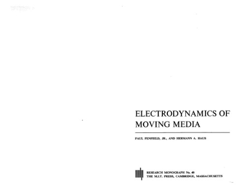 Electrodynamics Of Moving Media