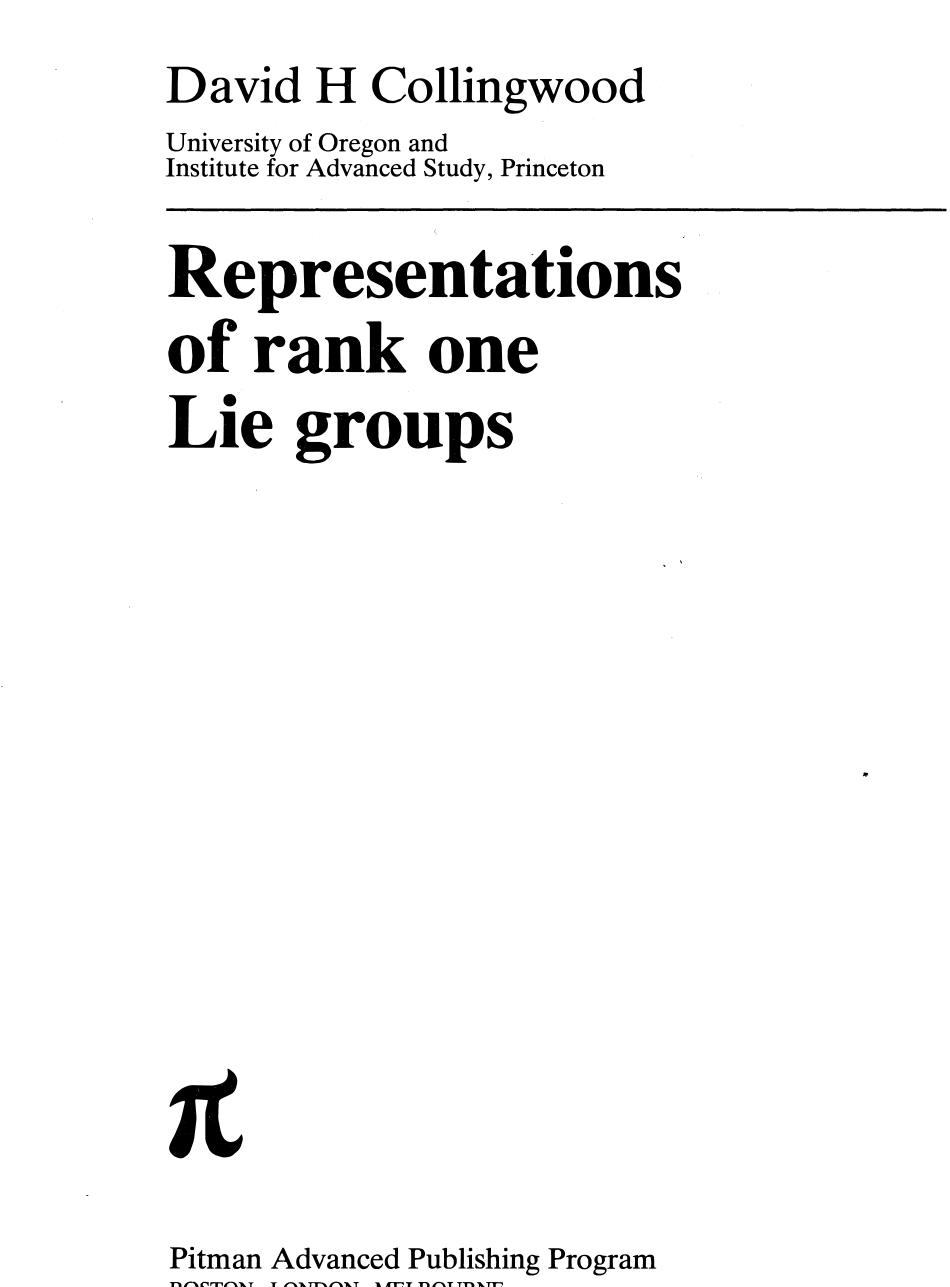 Representations Of Rank One Lie Groups