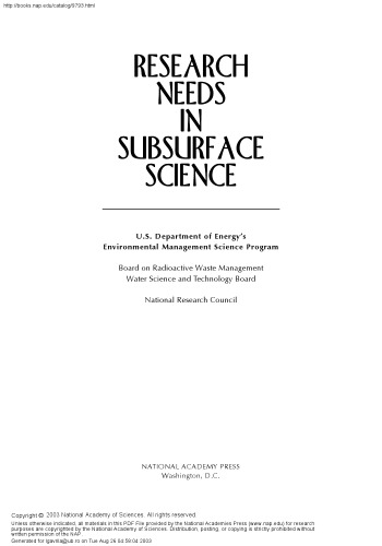 Research Needs in Subsurface Science