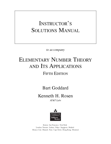 Student's Solutions Manual to Accompany Elementary Number Theory and Its Applications