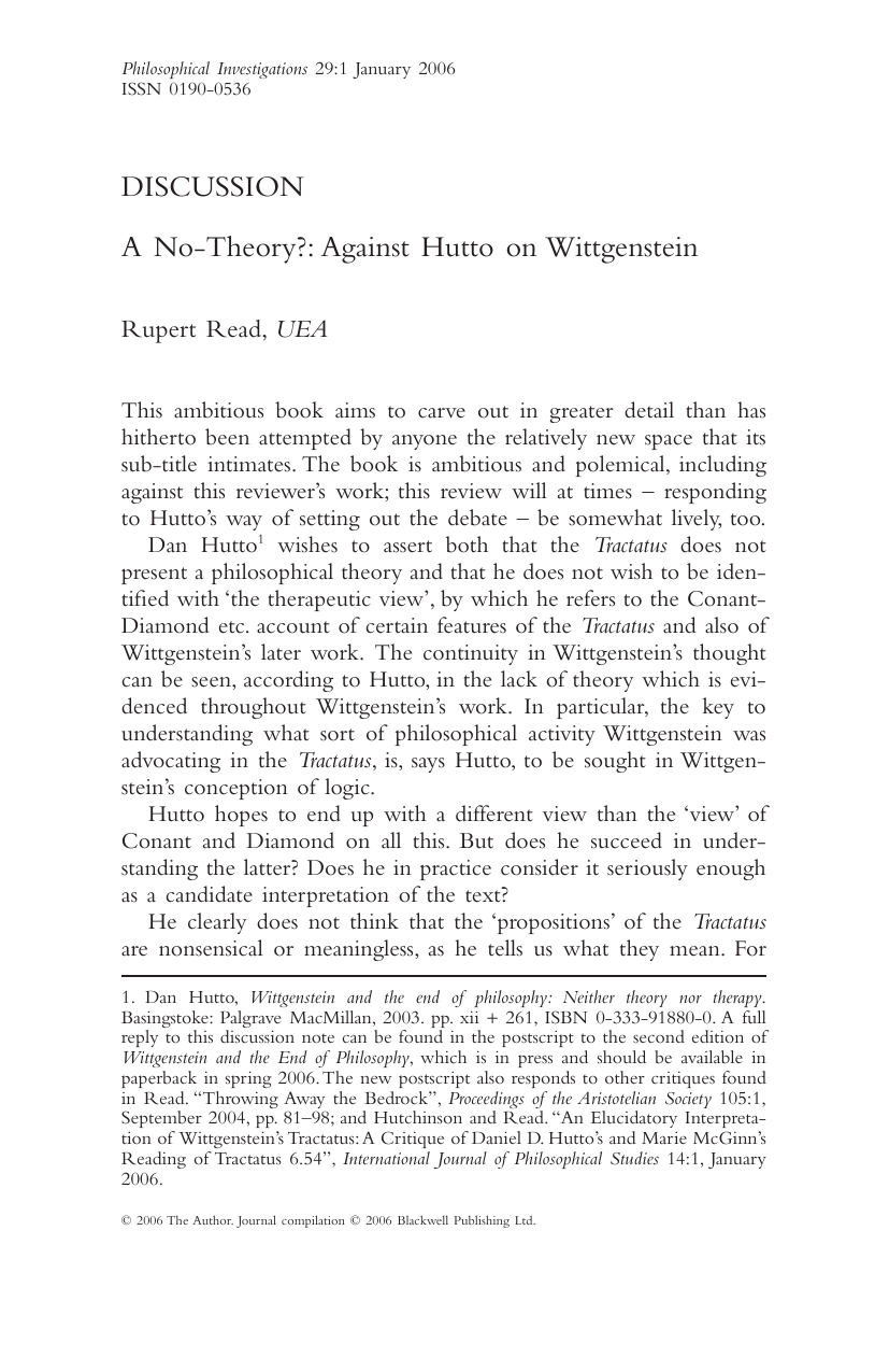 Wittgenstein and the End of Philosophy