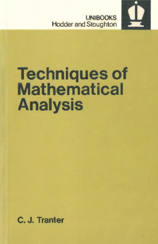 Techniques of Mathematical Analysis (Unibooks)