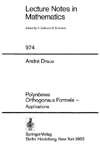 Polynômes Orthogonaux Formels