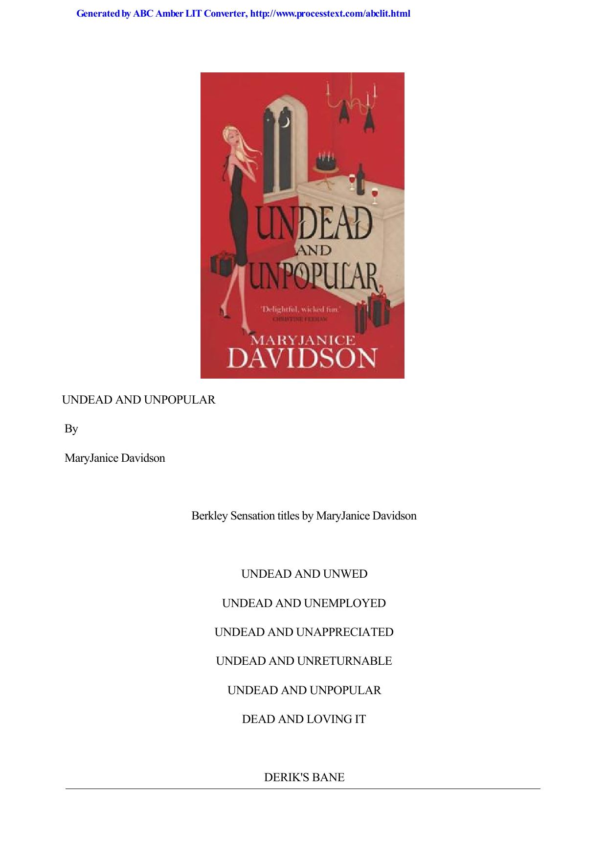 Undead and Unpopular