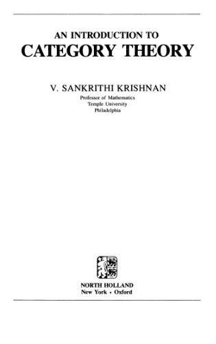 An Introduction To Category Theory