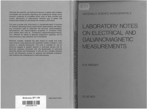 Laboratory Notes on Electrical and Galvanomagnetic Measurements