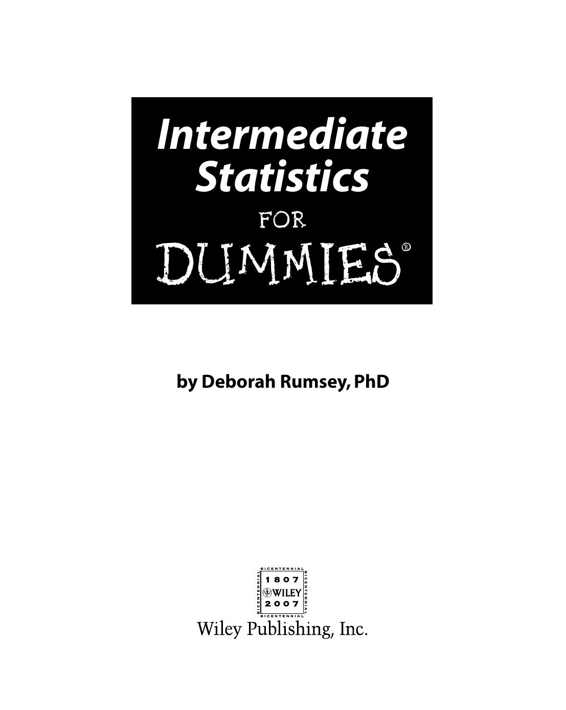 Intermediate Statistics for Dummies