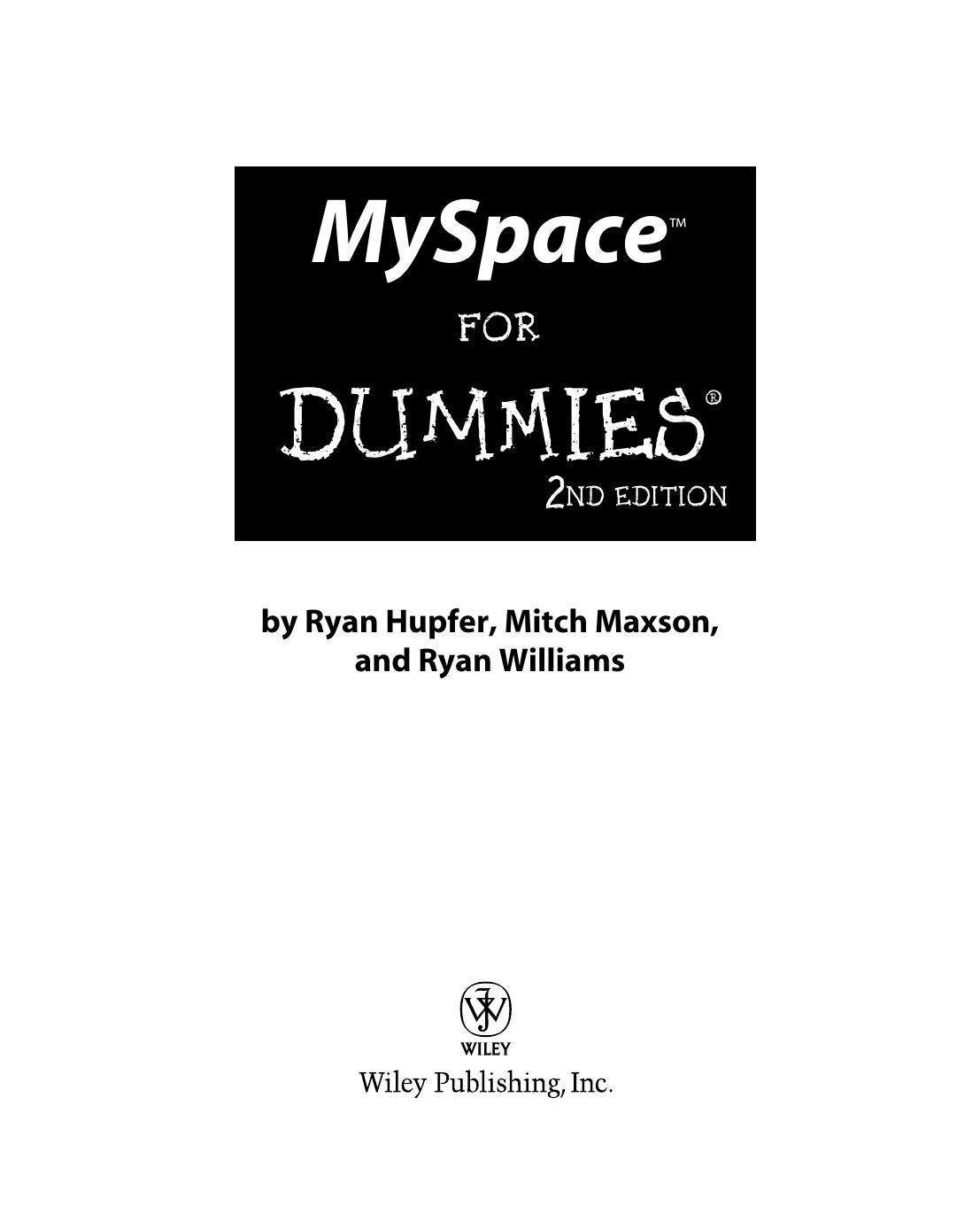 MySpace For Dummies