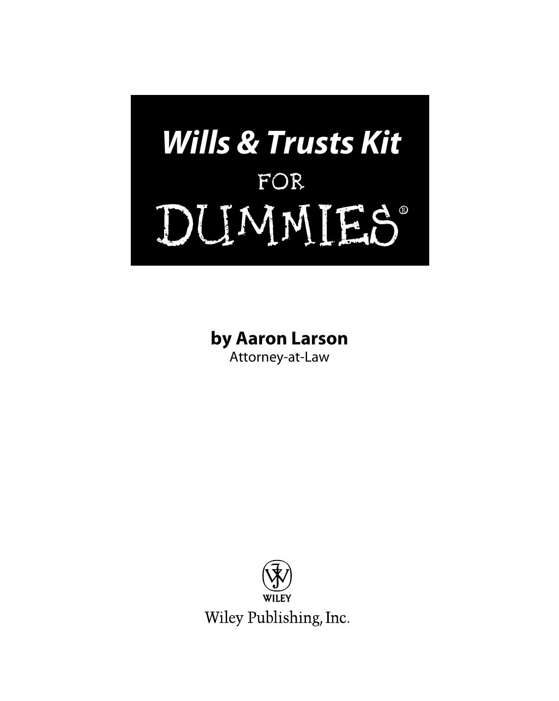 Wills &amp; Trusts Kit for Dummies [With CDROM]