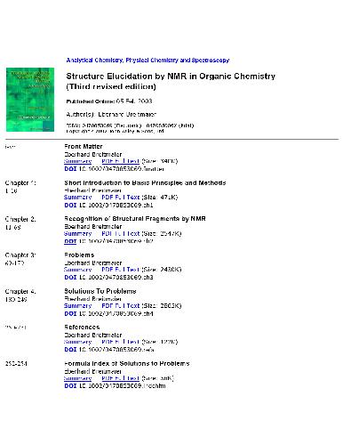 Structure elucidation by NMR in organic chemistry : a practical guide.