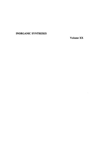 Inorganic Syntheses Volume Xx (Volume 20)