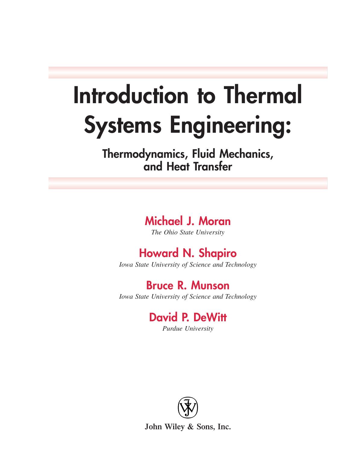 Introduction to Thermal Systems Engineering