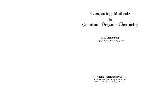Computing Methods In Quantum Organic Chemistry
