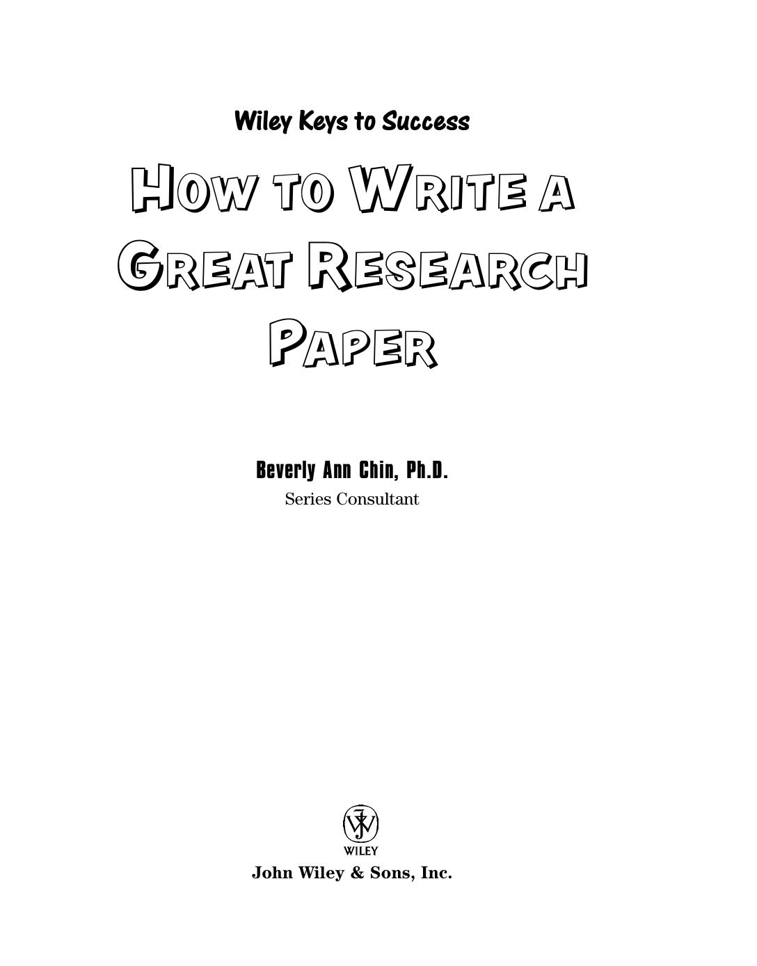 How to Write a Great Research Paper