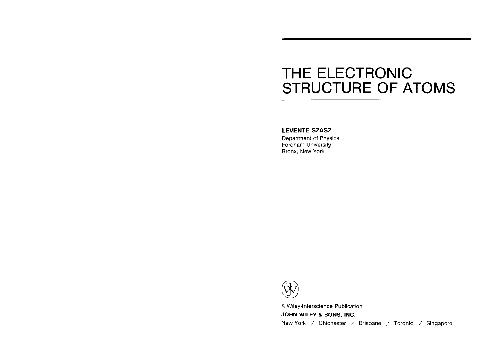 The Electronic Structure Of Atoms