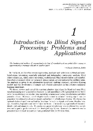 Adaptive Blind Signal and Image Processing