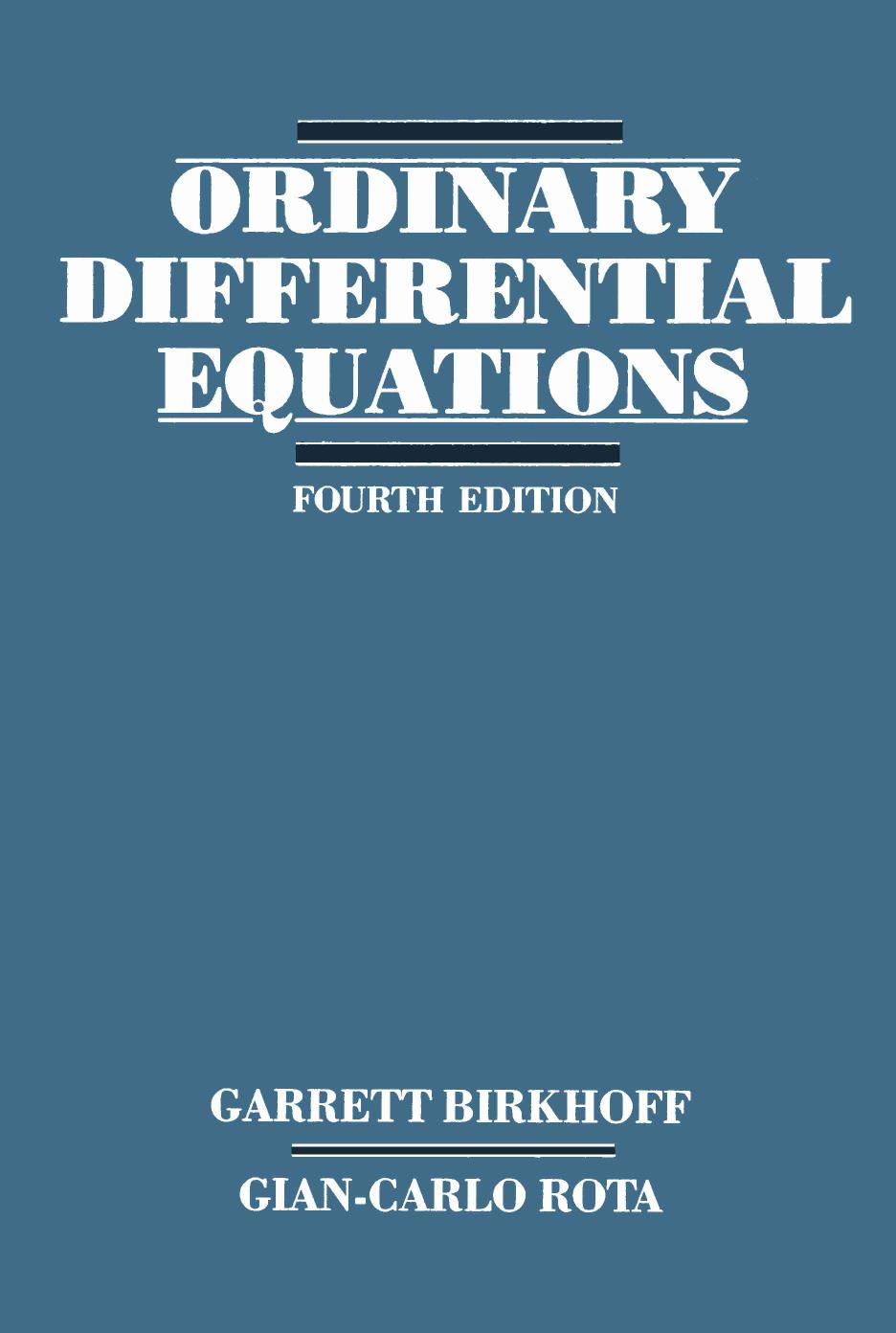 Ordinary Differential Equations