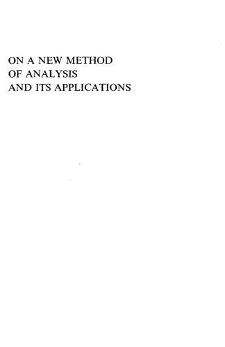 On A New Method Of Analysis And Its Applications