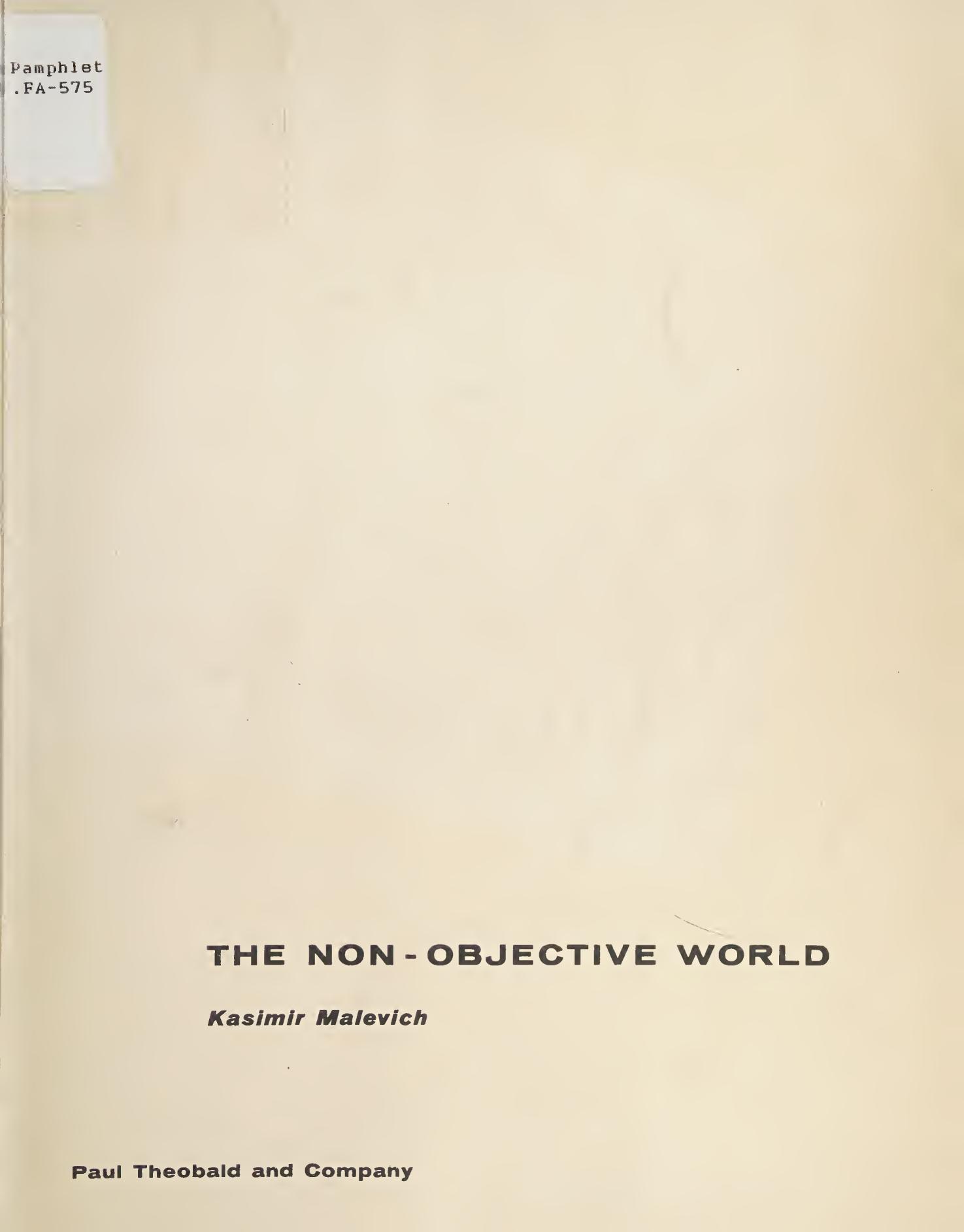 The Non-Objective World