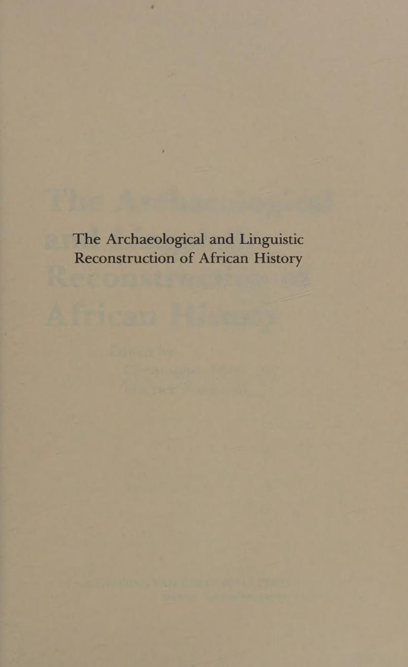 The Archaeological And Linguistic Reconstruction Of African History